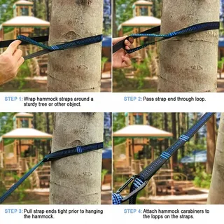 LEADERPRO Hangmatbanden Camping Blauw 3m 500kg 2 St — miniatuur 3