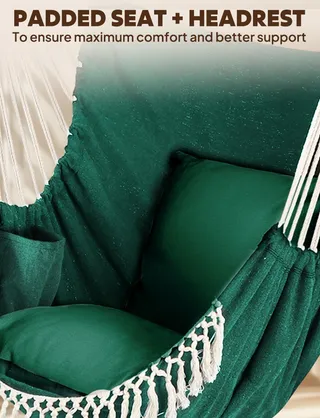 CHIHEE Boho Hangstoel Met Kussens En Stalen Balk Huis Tuin — miniatuur 4