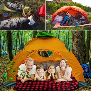 AGEMORE Flanellen Dubbele Slaapzak 2 Personen Camping Waterdicht Queen — miniatuur 2