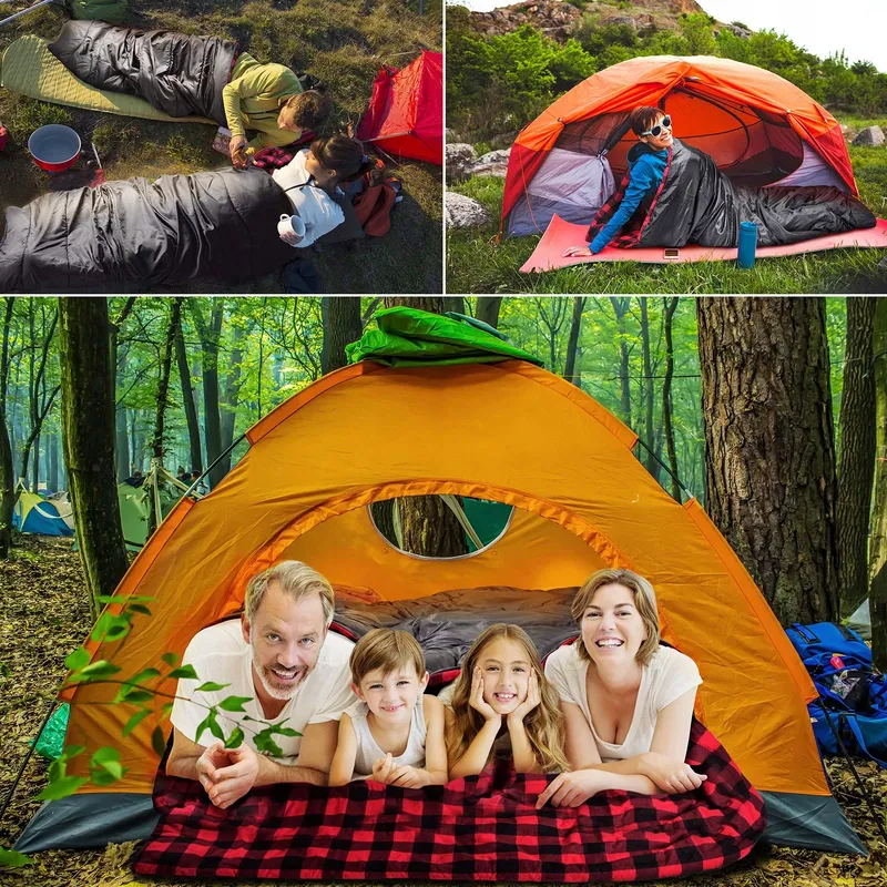 AGEMORE Flanellen Dubbele Slaapzak 2 Personen Camping Waterdicht Queen — foto 2