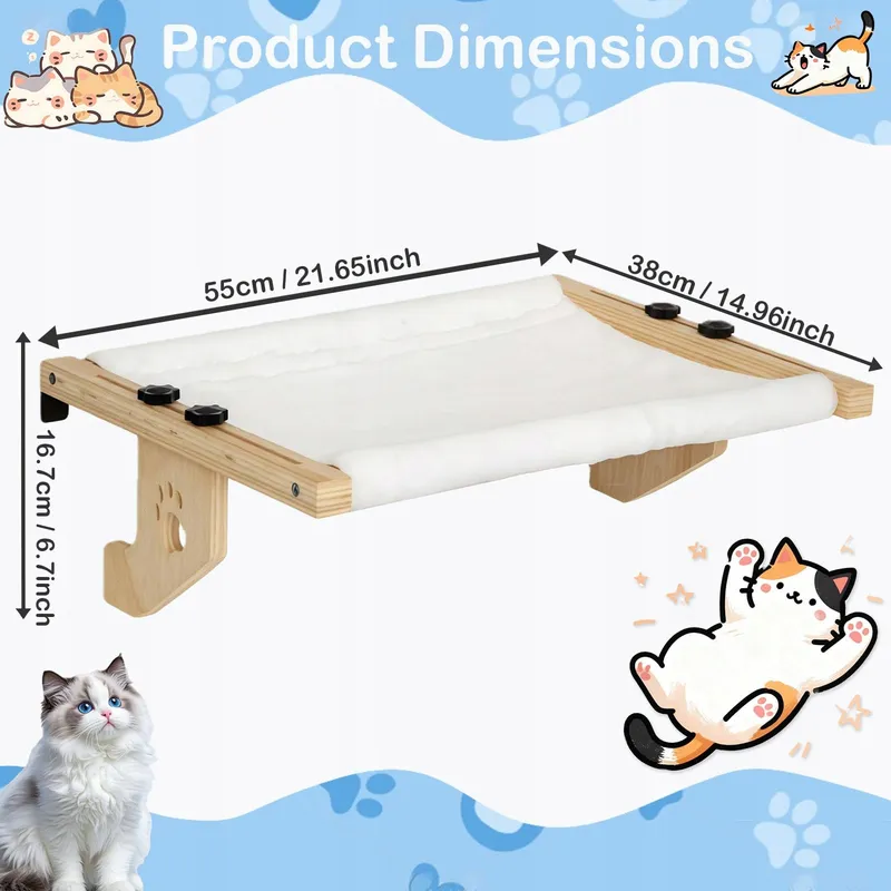 WUHMHM Houten Kattenhangmat Radiator Vensterbank Mand — foto 3