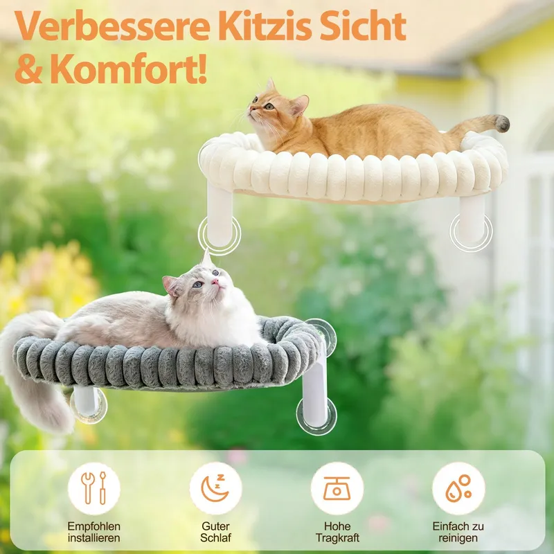 MVELLIR Opvouwbaar Kattenbed Vensterbank met Zuignappen Grijs Pluche — foto 4