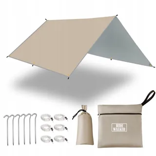 HIDEWALKER Tarp Waterdicht Ultralicht Khaki 4x4m — miniatuur 1