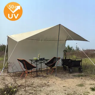 HIDEWALKER Tarp Waterdicht Ultralicht Khaki 4x4m — miniatuur 3