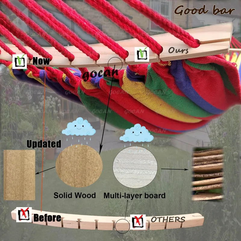 GOCAN Hangmat 2-Persoons 220x160cm 300kg Katoen Rood — foto 5