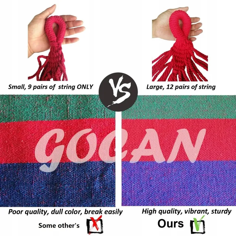 GOCAN Hangmat 2-Persoons 220x160cm 300kg Katoen Rood — foto 6