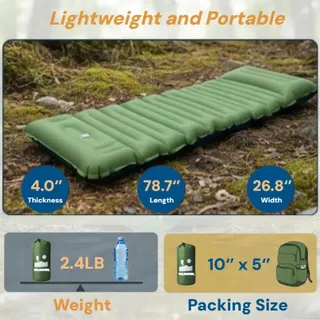 VALEHOWL Zelfopblazende Campingmat 10cm Waterdicht 4 Seizoenen — miniatuur 2