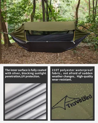 TRAVEL BIRD Hangmattent Met Klamboe UV-bescherming Camping Wandelen — miniatuur 5