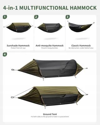 TRAVEL BIRD Hangmattent Met Klamboe UV-bescherming Camping Wandelen — miniatuur 2