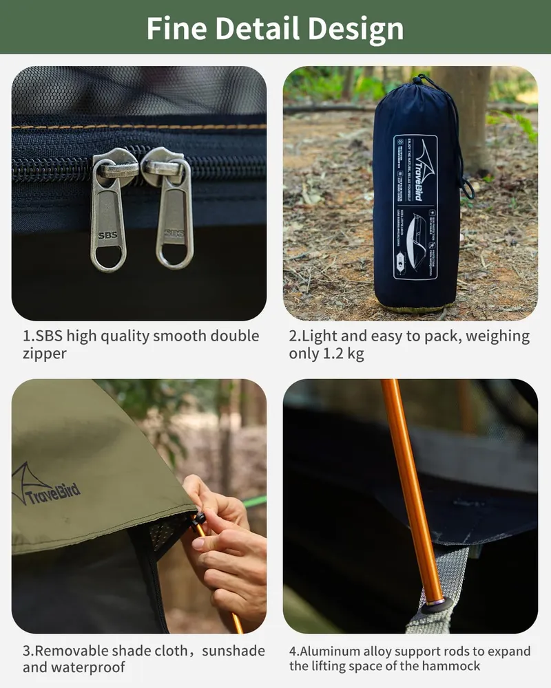 TRAVEL BIRD Hangmattent Met Klamboe UV-bescherming Camping Wandelen — foto 6