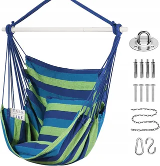 GOUTIME Hangstoel Zacht Binnen Tuin Blauw Groen — miniatuur 1