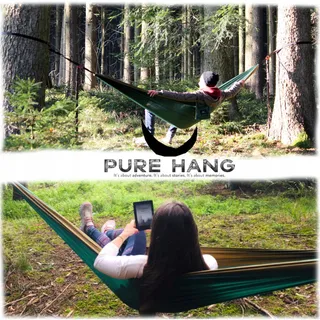 PURE HANG Camping Hangmat Nylon 2 Personen Reizen Groen 300kg — miniatuur 6