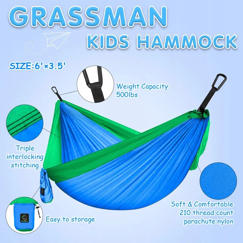 GRASSMAN Kinderhangmat Draagbaar Licht Blauw-Groen — foto 2
