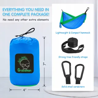GRASSMAN Kinderhangmat Draagbaar Licht Blauw-Groen — miniatuur 6