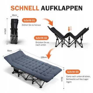 ATORPOK Opvouwbaar Campingbed 200kg met Zak Blauw — miniatuur 2