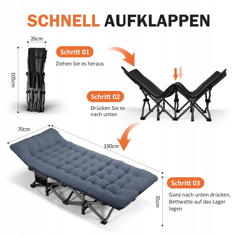 ATORPOK Opvouwbaar Campingbed 200kg met Zak Blauw — foto 2