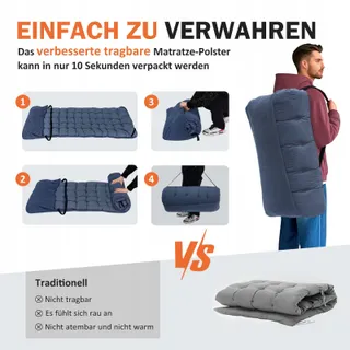ATORPOK Opvouwbaar Campingbed 200kg met Zak Blauw — miniatuur 4