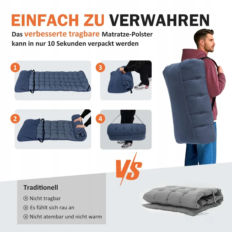 ATORPOK Opvouwbaar Campingbed 200kg met Zak Blauw — foto 4