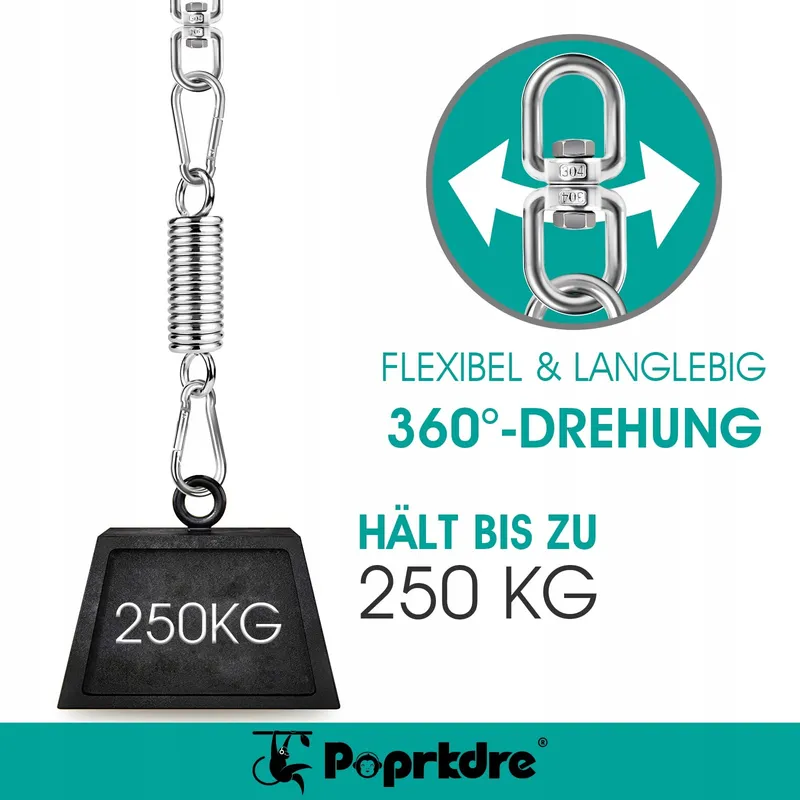 POPRKDRE Stalen Veer Hangstoel Draaibaar 250kg Met Karabijnhaken — foto 3