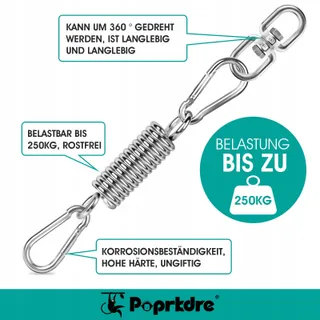 POPRKDRE Stalen Veer Hangstoel Draaibaar 250kg Met Karabijnhaken — miniatuur 2
