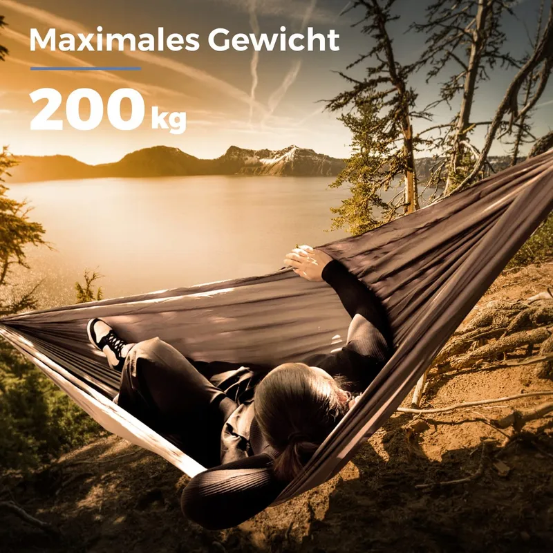 SVITA Ultralichte Nylon Hangmat Camping Donkergrijs — foto 4