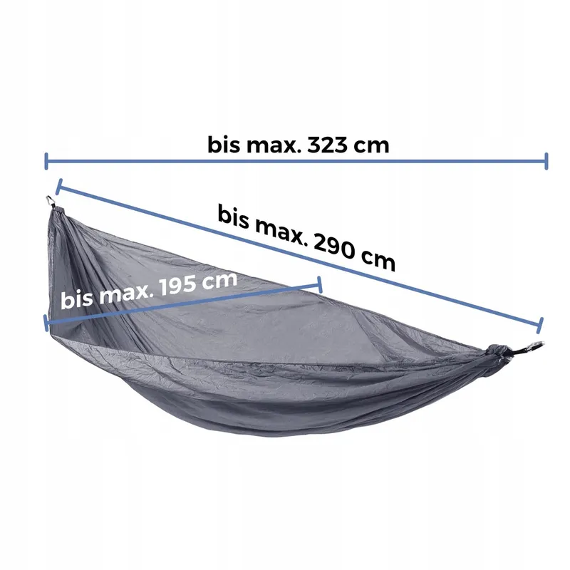 SVITA Ultralichte Nylon Hangmat Camping Donkergrijs — foto 3