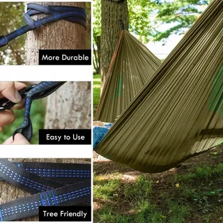 AOREUN Camping Hangmat Parachutenylon Ademend Sneldrogend 270x140 — miniatuur 4