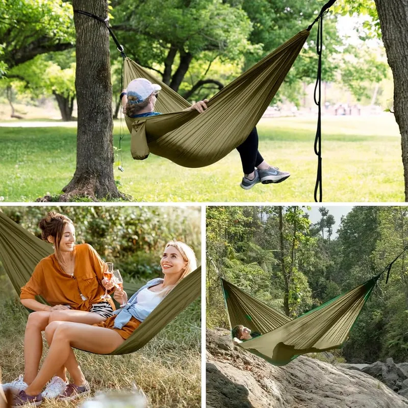 AOREUN Camping Hangmat Parachutenylon Ademend Sneldrogend 270x140 — foto 7