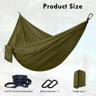 AOREUN Camping Hangmat Parachutenylon Ademend Sneldrogend 270x140 — miniatuur 3