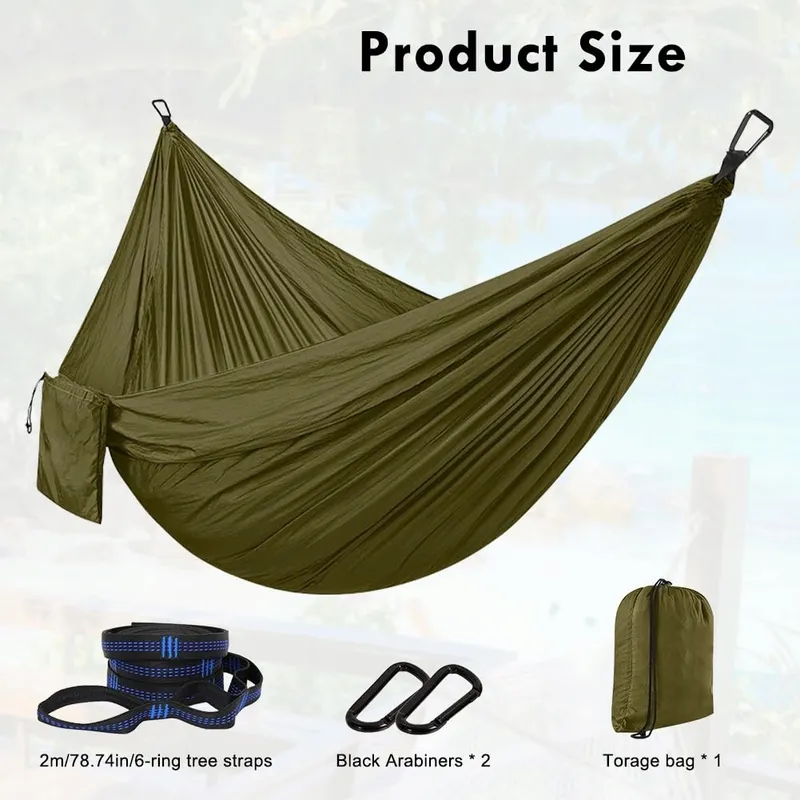 AOREUN Camping Hangmat Parachutenylon Ademend Sneldrogend 270x140 — foto 3