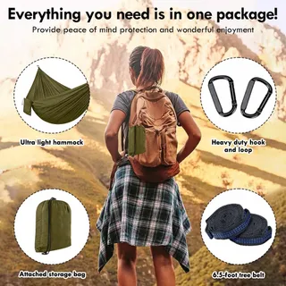 AOREUN Camping Hangmat Parachutenylon Ademend Sneldrogend 270x140 — miniatuur 5