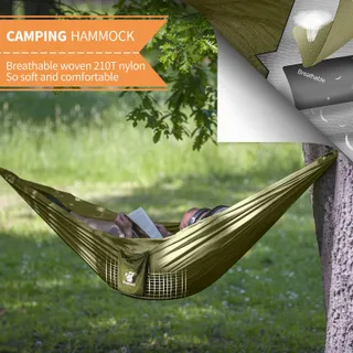 KIAITRE Camping Hangmat Muskietennet 260x130cm 200kg — miniatuur 2