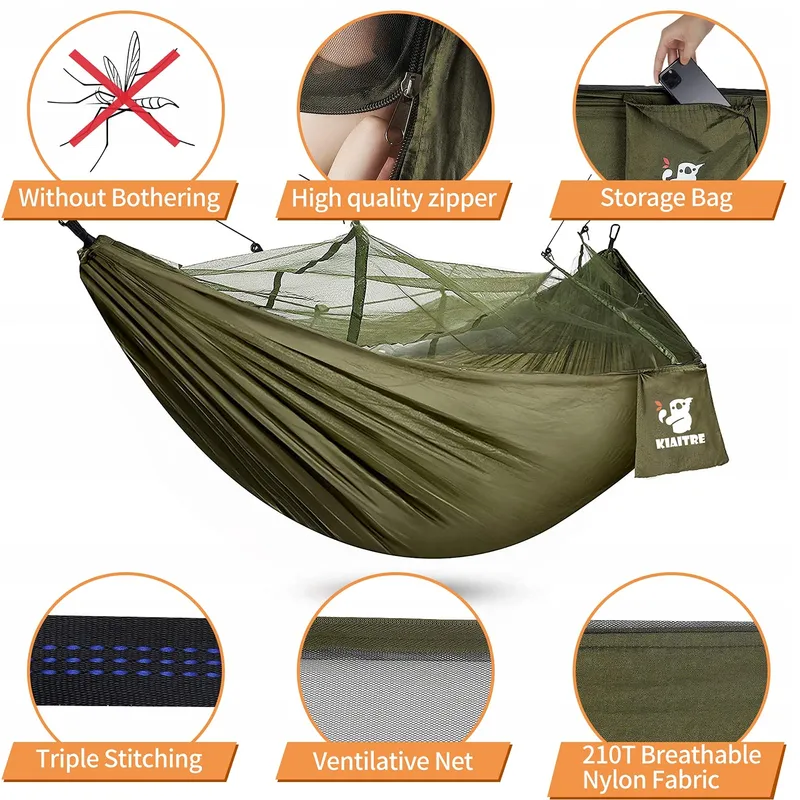 KIAITRE Camping Hangmat Muskietennet 260x130cm 200kg — foto 4