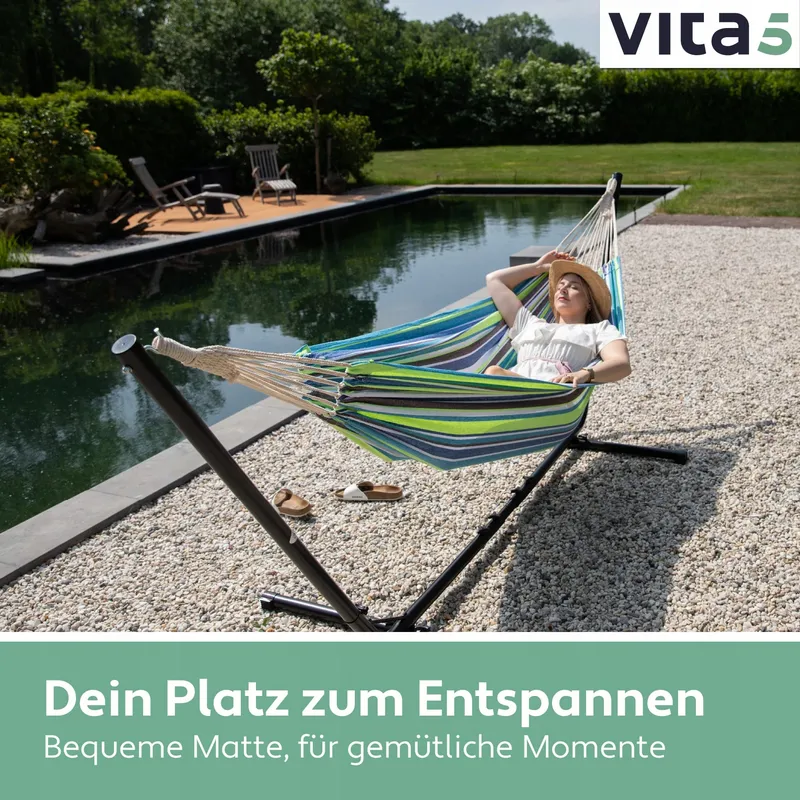 VITA5 Hangmatset 2 Personen Tuin Balkon Binnen 200kg Draagvermogen — foto 7
