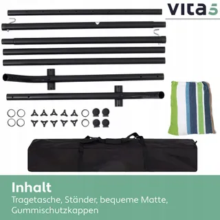 VITA5 Hangmatset 2 Personen Tuin Balkon Binnen 200kg Draagvermogen — miniatuur 5