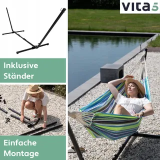 VITA5 Hangmatset 2 Personen Tuin Balkon Binnen 200kg Draagvermogen — miniatuur 2