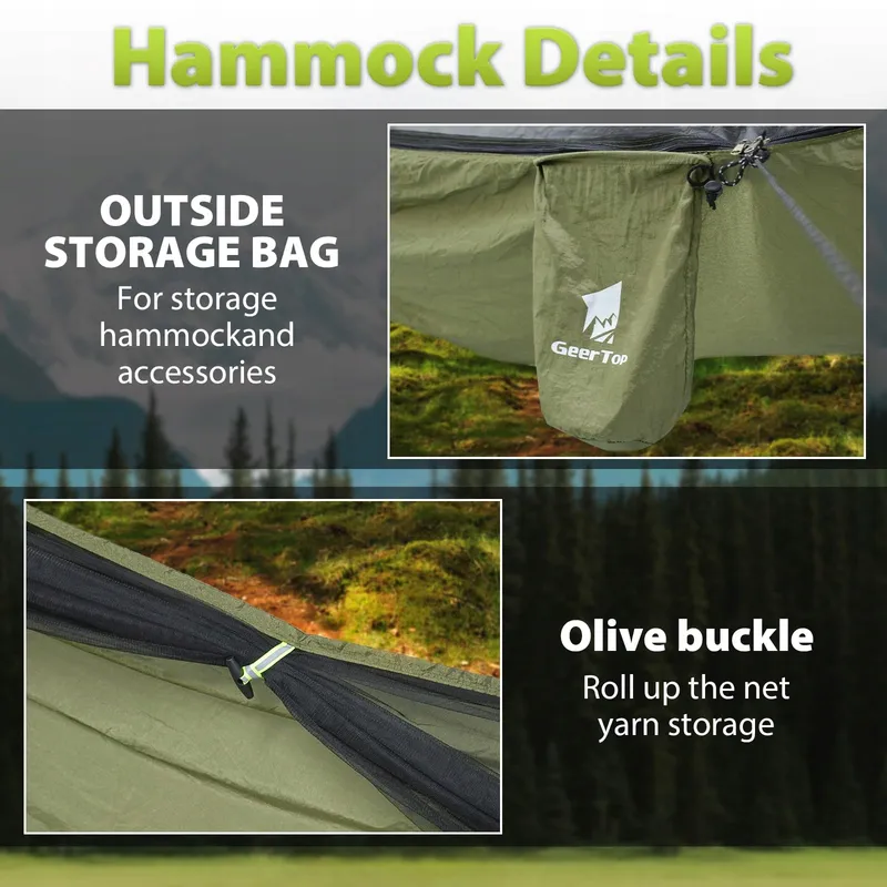 GEERTOP Outdoor Hangmat Met Klamboe Camping Survival Wandelen 300kg — foto 6