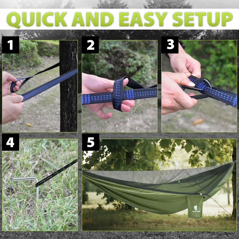 GEERTOP Outdoor Hangmat Met Klamboe Camping Survival Wandelen 300kg — foto 4