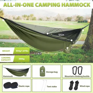 GEERTOP Outdoor Hangmat Met Klamboe Camping Survival Wandelen 300kg — miniatuur 3