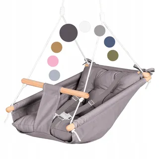 CATEAM Houten Babyschommel Met Veiligheidsgordels Donkergrijs — miniatuur 1