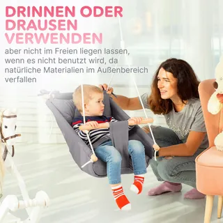 CATEAM Houten Babyschommel Met Veiligheidsgordels Donkergrijs — miniatuur 7
