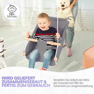 CATEAM Houten Babyschommel Met Veiligheidsgordels Donkergrijs — miniatuur 6