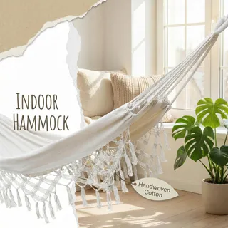 CORTEN Boho Macramé Hangmat Katoen 2 Personen Huis Tuin 200kg — miniatuur 9
