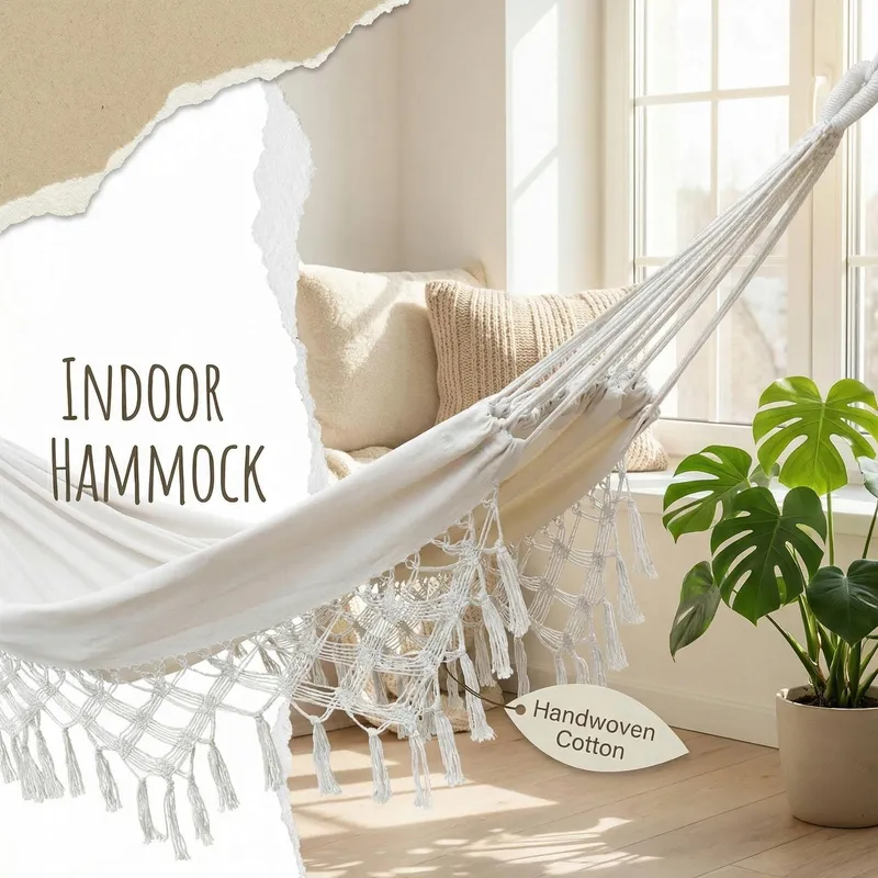 CORTEN Boho Macramé Hangmat Katoen 2 Personen Huis Tuin 200kg — foto 9