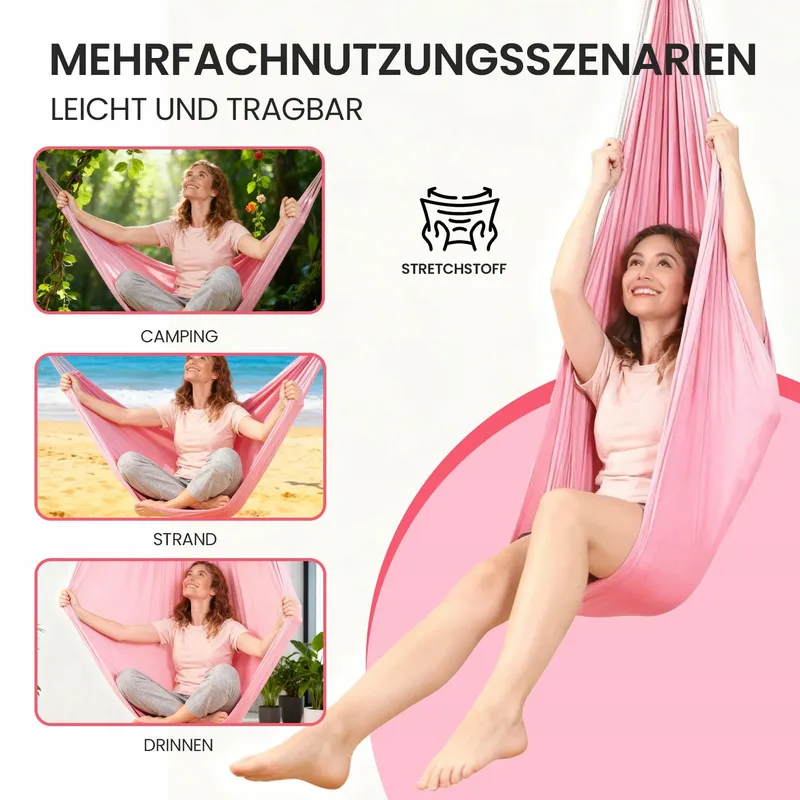 HENRRIDA Aerial Yoga Hangmat Set Beginners Roze — foto 4