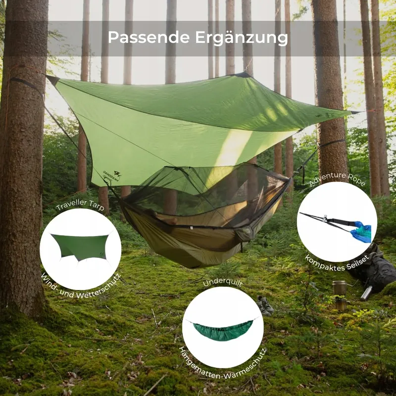 AMAZONAS Ultralichte Hangmat Moskito Traveller Thermo 200kg 2,75x1,4m — foto 5