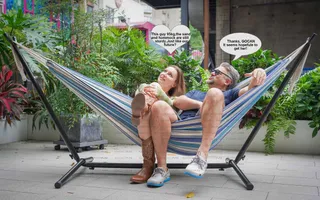GOCAN Dubbele Hangmat XXL Katoen Terras Tuin Tot 272kg — miniatuur 2