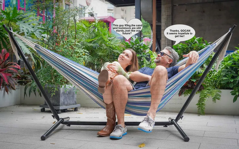 GOCAN Dubbele Hangmat XXL Katoen Terras Tuin Tot 272kg — foto 2