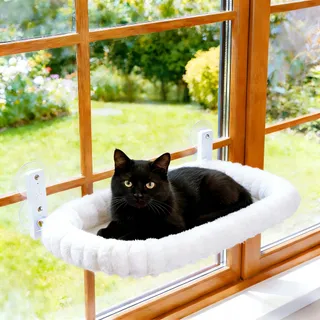 SUDADERA Katten Vensterbed Zuignappen Opvouwbaar Wit Grijs 20kg — miniatuur 1