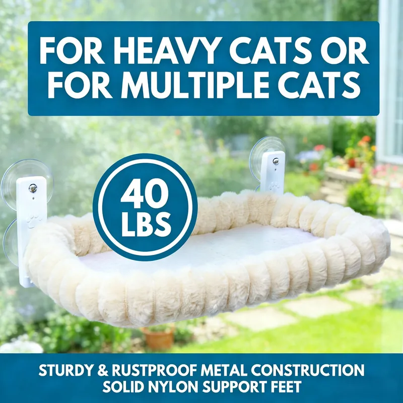 SUDADERA Katten Vensterbed Zuignappen Opvouwbaar Wit Grijs 20kg — foto 4